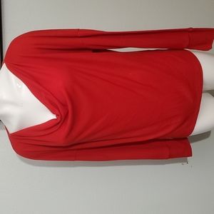 a.n.a. A New Approach Women Red Ribbed Long-Sleeve Sweater Pullover-EC-Sz L